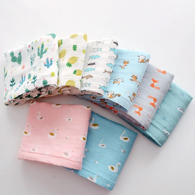 Муслиновые бамбуковые пеленки для новорожденных, муслиновые детские пеленки хлопчатобумажное одеяльце, детское хлопковое постельное