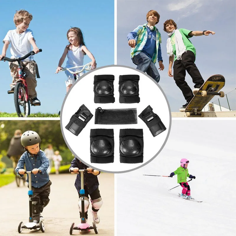 6 قطعة/المجموعة طفل الأسطوانة التزلج لوح التزلج الأطفال الرياضة حماية مجموعات الكوع الركبة منصات المعصم واقية الحرس والعتاد سادة الدراجات