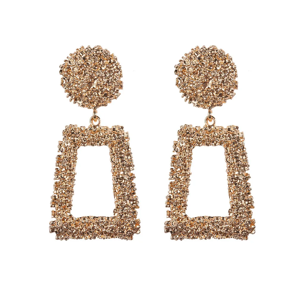 1 пара, модные панк готические золотые металлические Висячие серьги для женщин, массивные ювелирные изделия, геометрические большие висячие серьги, хороший подарок - Окраска металла: Gold Earrings
