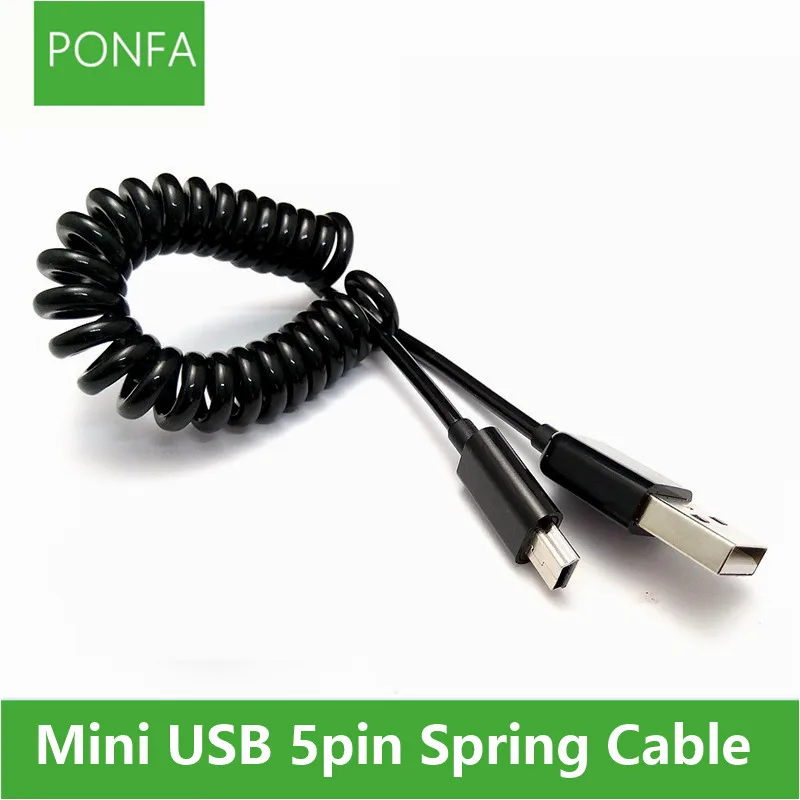 

USB 2.0 to Mini USB Cables Mini USB Coiled Spiral Spring Data Charging Adapter Cable