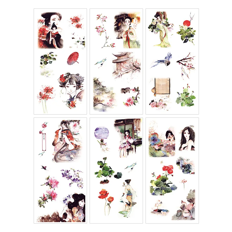 (6sheets/lot)Ancient Style Decorative Stickers Adhesive DIY Diary Stationery Children Gift | Канцтовары для офиса и дома