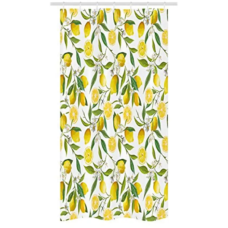 

Vixm Nature Stall Shower Curtain Exotic Lemon Tree Branches Yummy Delicious Kitchen Gardening Design Fabric Bath Curtains