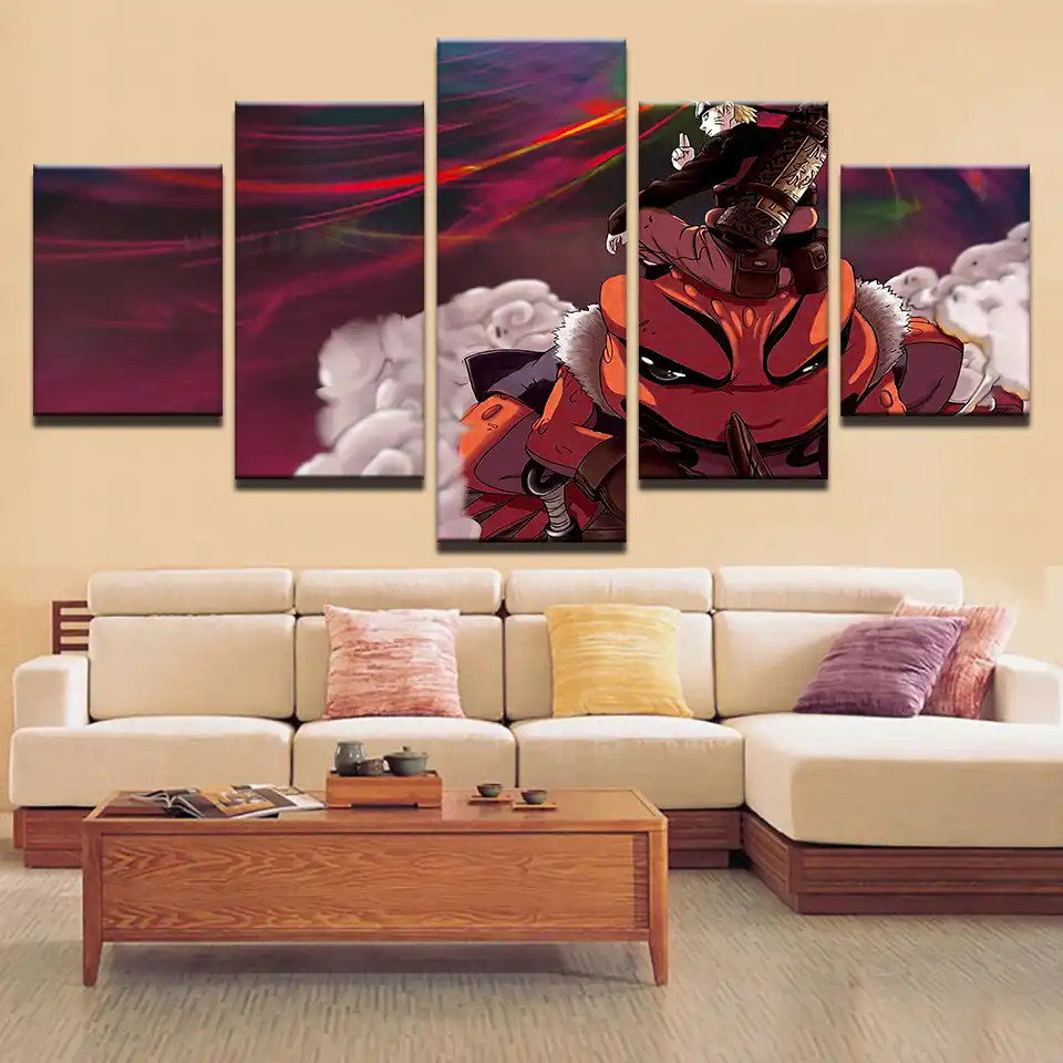 5ピースキャンバス絵画写真アニメ漫画ナルトのキャラクター部屋の装飾プリントポスター枠組壁アート 絵画 書道 Aliexpress