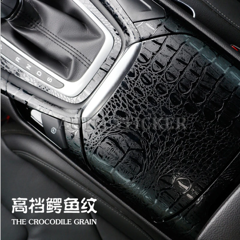 

50X100CM High quality 3D car simulation faux crocodile skin leather car wrap vinyl film retro crack design interior decoration