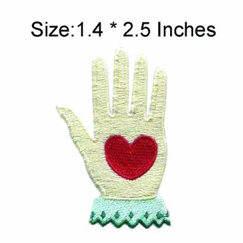 

Heart in palm embroidery patch 1.4" wide /fashionable patchl/glue backing/good luck