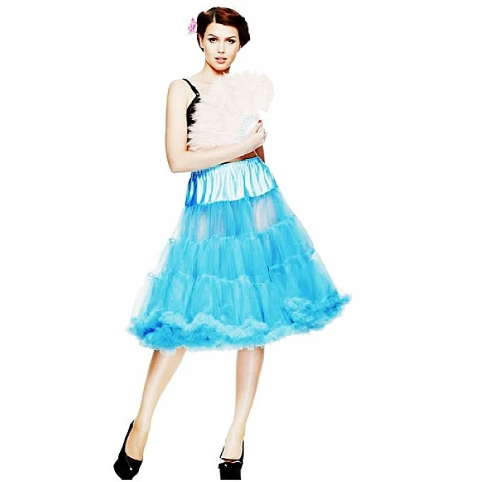 20 цветов 65 см Женская мини-юбка из мягкой ткани длинная Сексуальная плиссированная шифоновая подкладка «рокабилли» юбка-пачка из тюля для девушек - Цвет: light blue