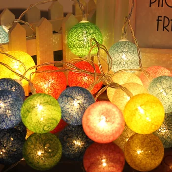 

10Leds Christmas Holiday lights cotton ball led Light string fairy garland 1.2M 5 Series Christmas wedding Decoration Warm white
