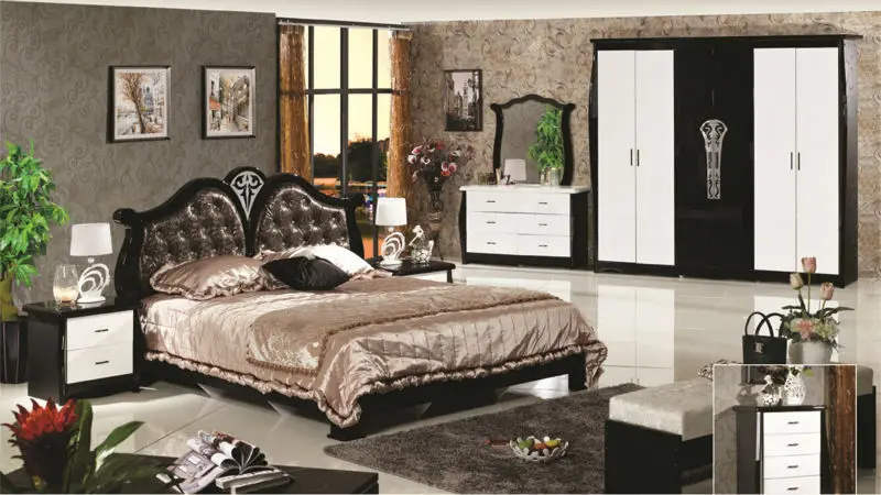 Suite de lujo muebles de dormitorio de tipo europeo estilo incluyendo 1