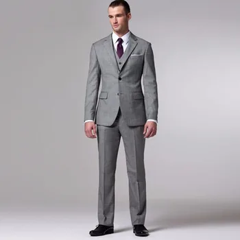 

Gray Groom Suit Custom Made Grey Two-Toned Woven Wedding Suits For Men Bespoke Vintage Tuxedo Mens Suits