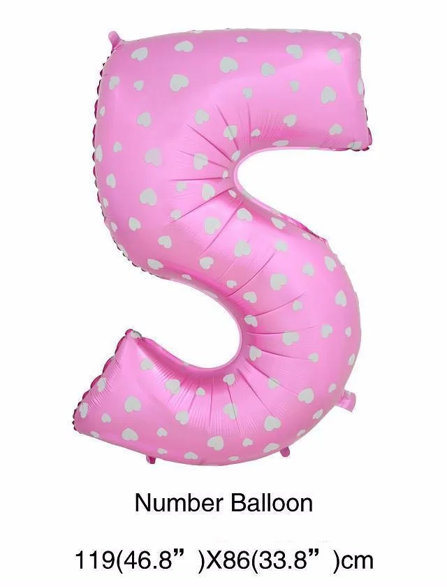 40 дюймов номер фольга шарики Свадебные украшения день рождения сердце цифра надувной гелий количество балоны товары для праздника - Цвет: Pink 5