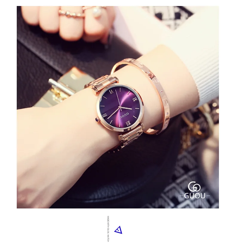 Montre femme Кварц Большой циферблат европейский и американский Стиль модные женские часы цвета розового золота стали пояса часы женский reloj mujer
