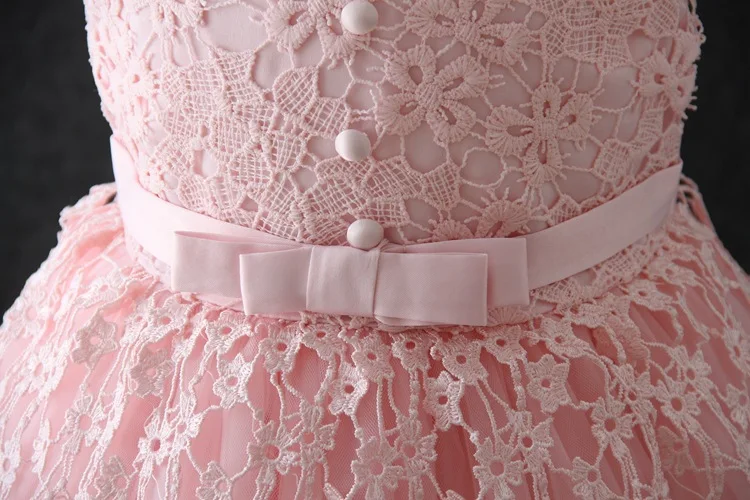 Элегантное розовое кружевное платье для девочек Vestido/ Одежда для девочек 4, 6, 8, 10, 12, 14 лет RKF184088