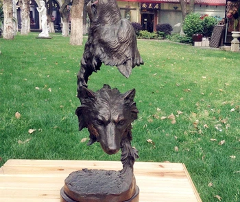 

Art Deco Sculpture Double Wolf Bronze Statue
