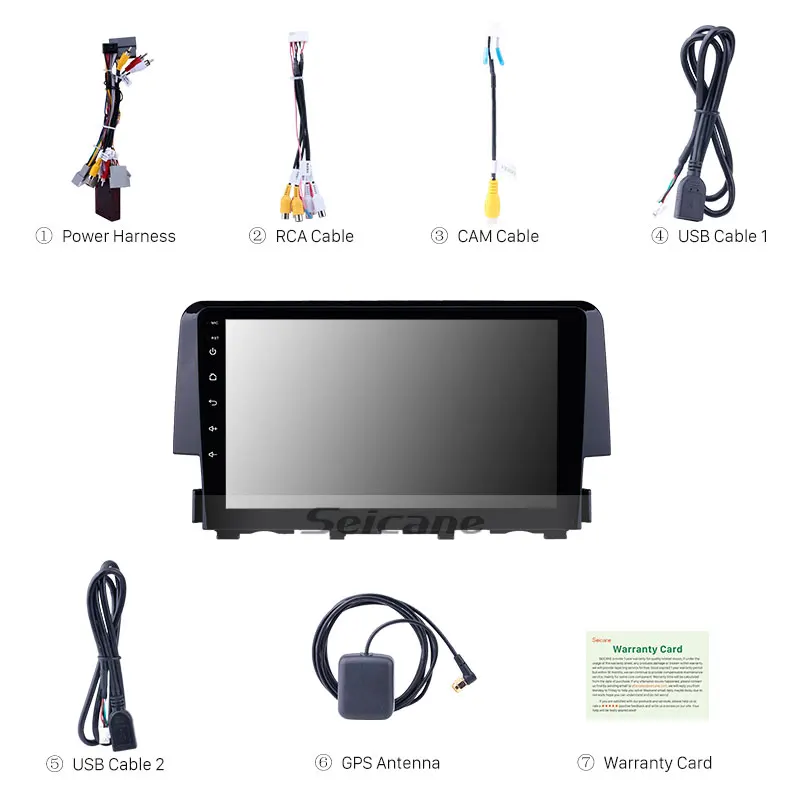 Discount Seicane Android 8.1 2 DIN Car Radio Head Unit Player For Honda Civic 2016 GPS Navigation support Carplay Rearview camera SWC 3