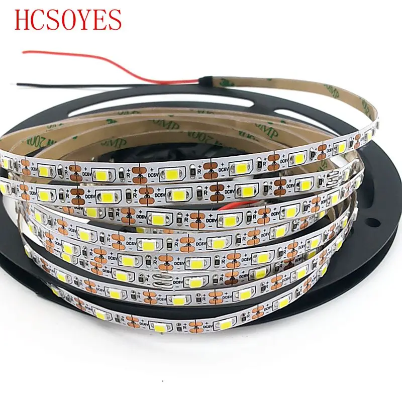 (5 м/рулоны) 5 в постоянного тока 2835 SMD 60 светодиодов/м белый/теплый