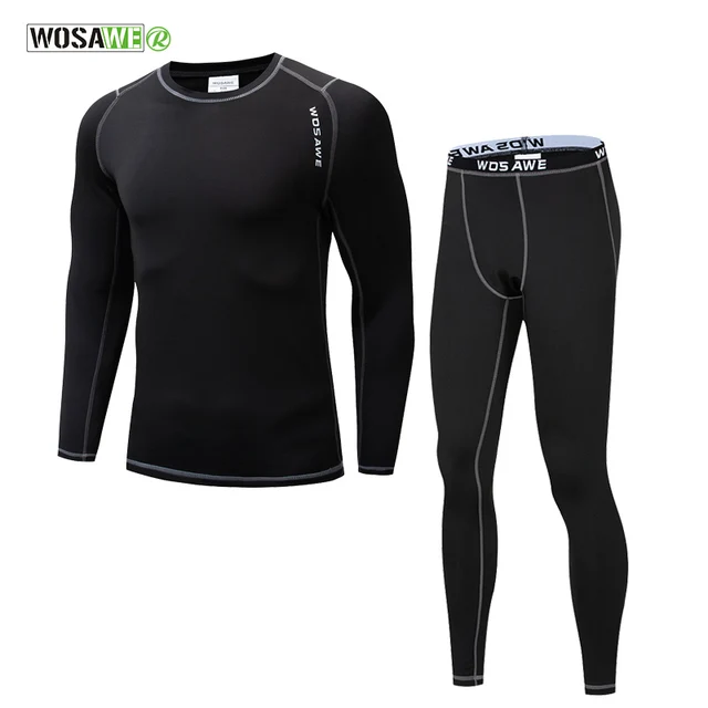 US $13.59 WOSAWE Thermal Fleece Underwear Men Winter Sports Cycling Base Layers Fitness Gym Jogging Riding Wi