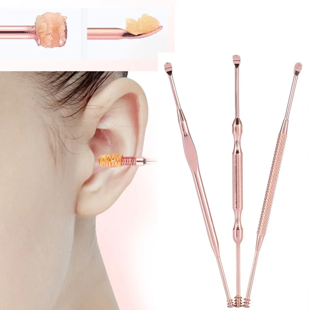 Ear Pick Wax Remover Stainless Steel Ear Spoon 3Pcs/kit Ear Wax Removal