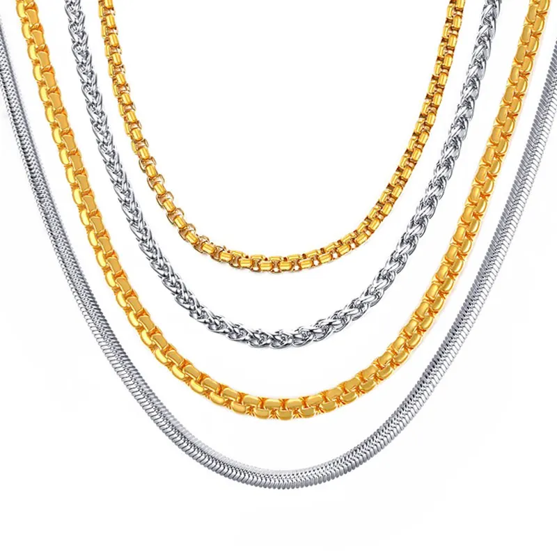 Vnox 24 дюймов длинной цепи Цепочки и ожерелья с "K18" штамп змея Цепочки и ожерелья Нержавеющая сталь золотой цвет