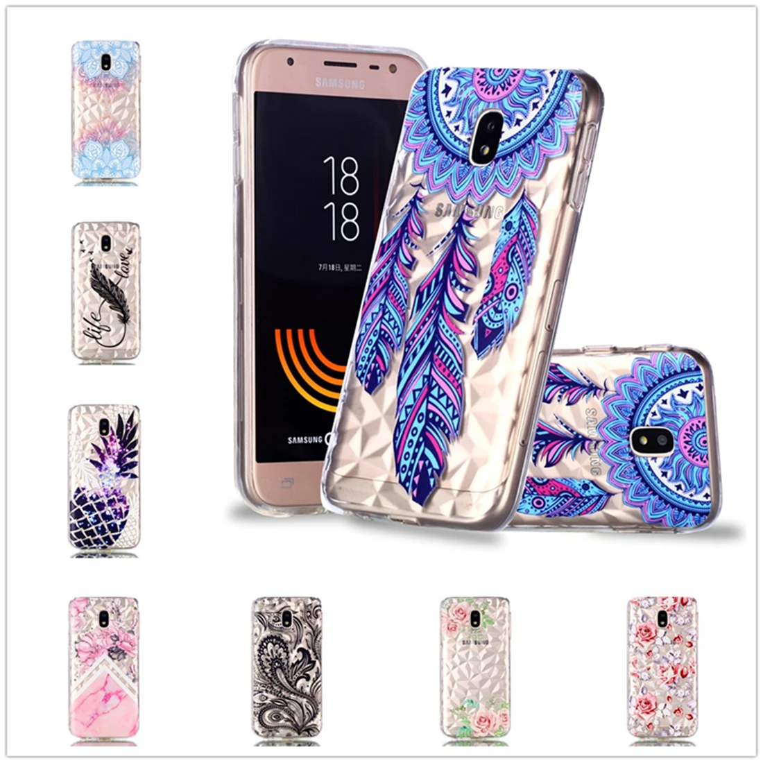

High Quality Case for Samsung J6 J4 2018 J7 J5 J3 2017 Phone Cover Diamond Bling Clear Soft Fundas Soft TPU Cover J730 J530 J330