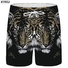 KYKU тигровые шорты, мужские винтажные шорты с животным принтом, черные шорты-карго с 3d принтом, повседневные мужские шорты в стиле хип-хоп, летняя мода, Новинка