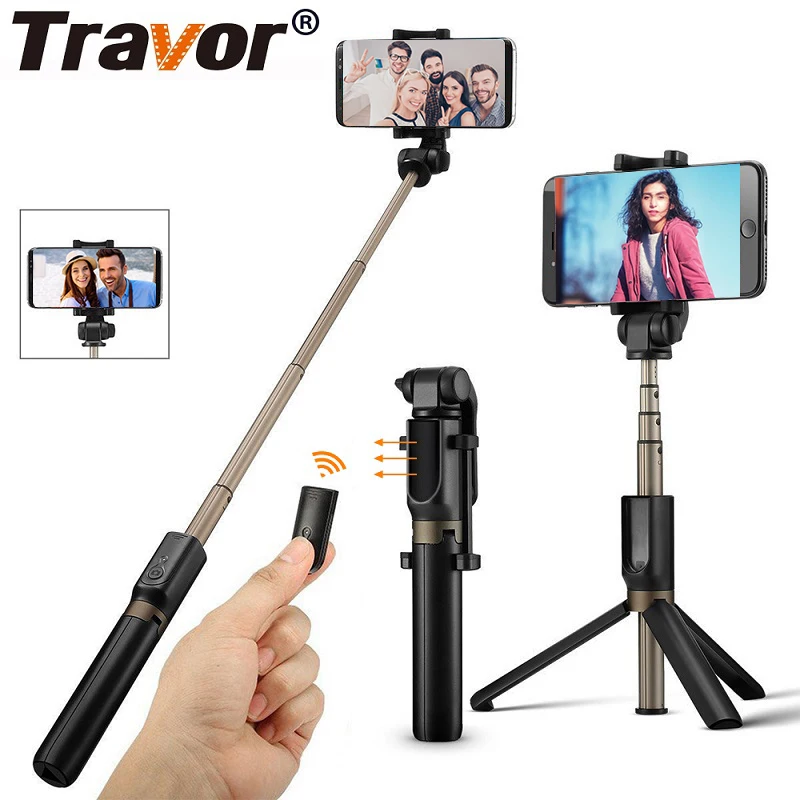 Портативная селфи палка TRAVOR Bluetooth штатив для iPhone Huawei Xiaomi Samsung Android|Селфи-моноподы| |