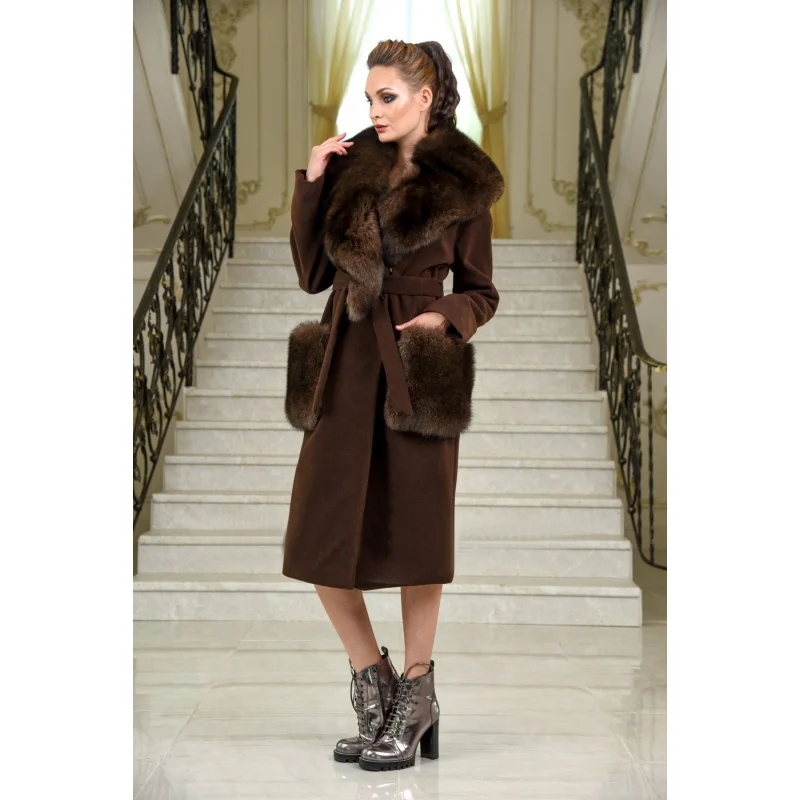 TOPFUR Luxurious Casual Women Natural Fox Fur Collar Coat Plus Size Fur Real Fur Winter With Fox Fur Pockets Long Wool Jacket TOPFUR Luxurious Casual Women Natural Fox Fur Collar Coat Plus Size Fur Real Fur Winter With Fox Fur Pockets Long Wool Jacket