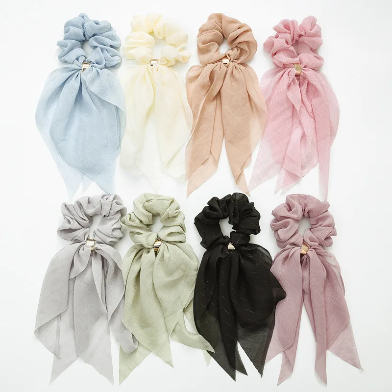 

Ribbon hair band, new double-layer bow buckle, stretch, ladies ponytail ribbon, hair accessories, simple hair band, fresh