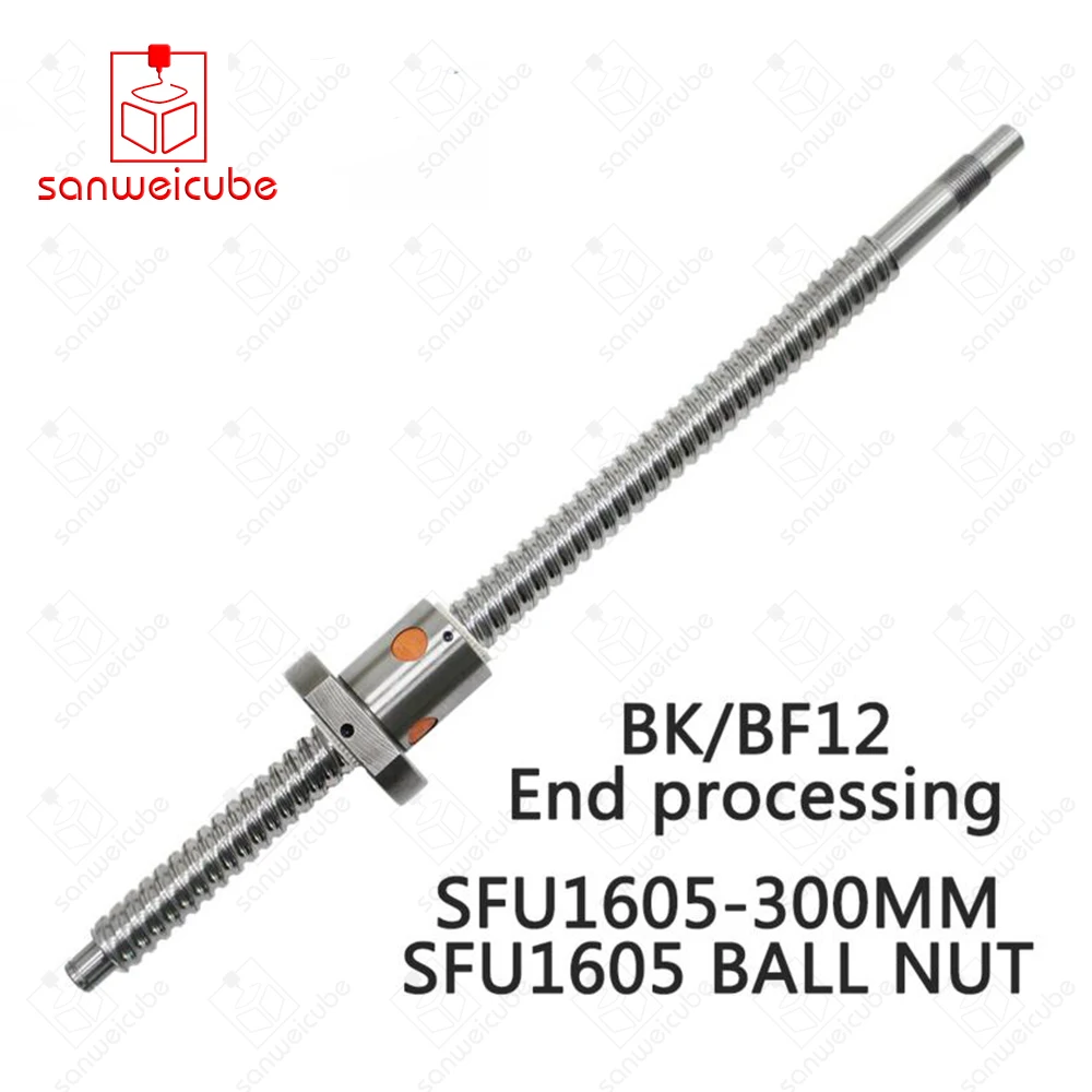 

SFU1605 16mm 1605 Ball Screw Rolled C7 ballscrew SFU1605 300mm with one 1600 flange single ball nut for CNC parts and machine