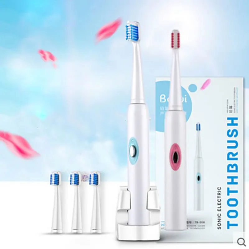 Sonic Electric Toothbrush Adult Oral Hygiene Non-Rechargeable Battery Ultrasonic Electronic Tooth Brush With 3 Brush Heads