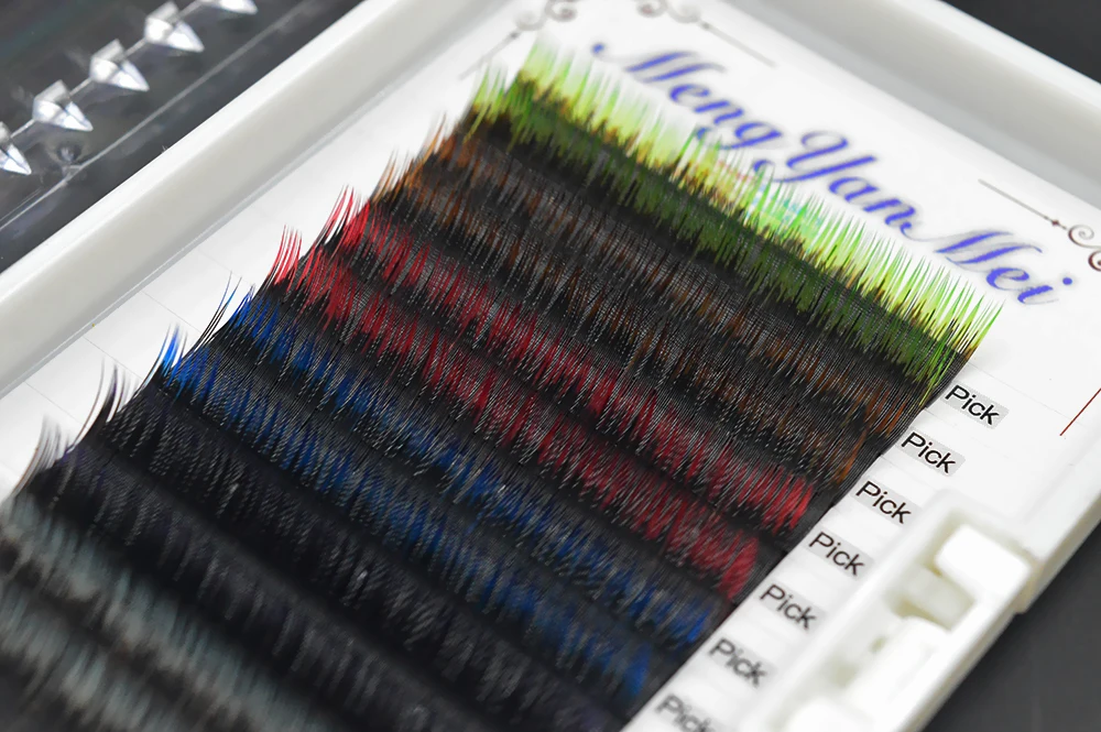 0 15TH 6 14mm Gradient colorful eyelash extensions Fake False two tone color Silk False Eyelash 4