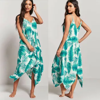 

Summer Women Boho Long Maxi Dress Bikini Cover Up Chiffon Party Evening Beach Floral Sundress Swimsuit Swimwear Berachwear