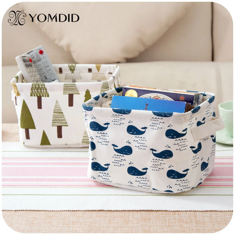

Cartoon Linen Cloth Household Jewelry Cosmetic Stationery Home Storage Box Japanstyle Canvas Cute Animal Sundries Organizer