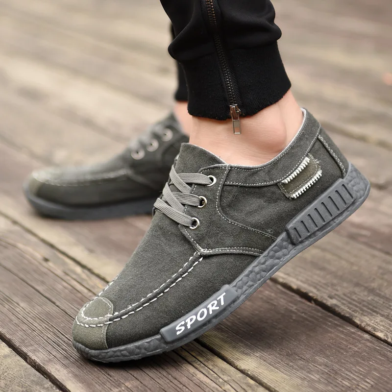 Men's Casual Shoes Fashion Spring Summer Comfortable Denim Canvas Shoes Retro Black Loafers Driving Moccasin Men Soft Footwear