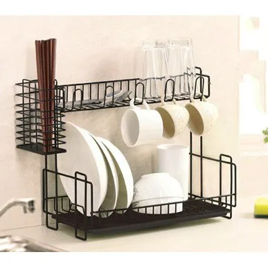 Kitchen tableware storage rack double drop tray drain ditch kitchen rack tray chopsticks cage LU4211