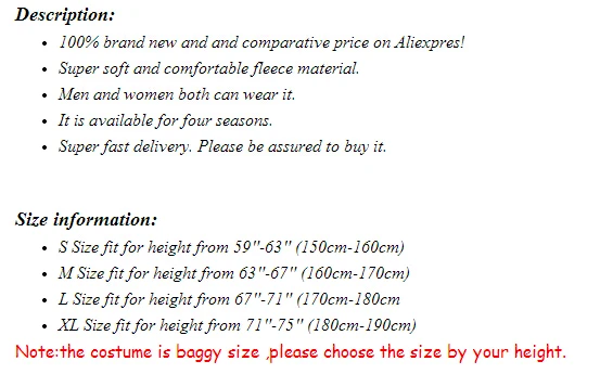 Animal pajama size.jpg