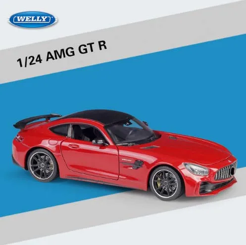 Welly 1:24 Масштаб AMG GT R спортивный автомобиль металлический игрушечный автомобиль сплав гоночный автомобиль литье под давлением модель автомобиля для детей игрушка подарок коллекция оригинальная коробка - Цвет: Красный