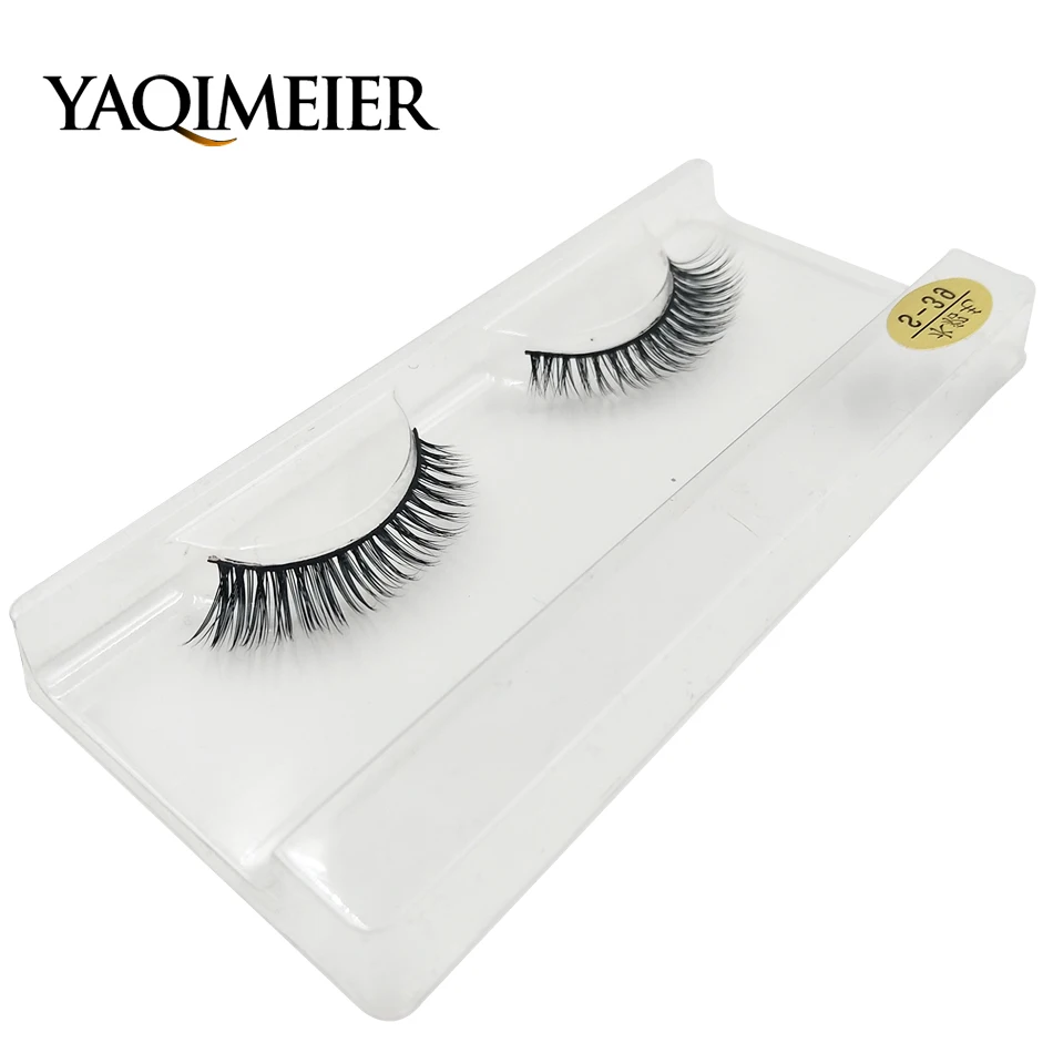 

YAQIMEIER Wispy Mink Eyelahes Handmade Winged Short Real Hair Lashes Cheap Makeup Tools Brand Faux Eyelashes