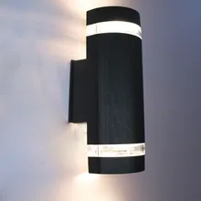 Полу-цилиндр вверх/вниз для внутреннего/Открытый Уличный настенный светильник бра набор крепежей Водонепроницаемый IP65 черный+ 2 лампы Алюминий