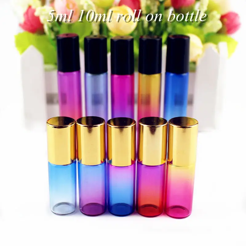 

20pcs/lot 5ml/10ml Roll on Glass Bottle with Glass/Metal Roller Ball Perfume Essential Oil Bottles Sample Test Glass Vials