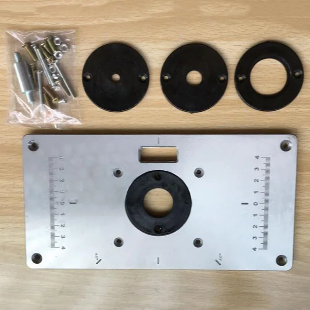 High Quality 1PC 235mm*120mm*8mm Router Table Insert Plate with 4pcs Insert Rings for DIY Woodworking Tools High Quality 1PC 235mm*120mm*8mm Router Table Insert Plate with 4pcs Insert Rings for DIY Woodworking Tools