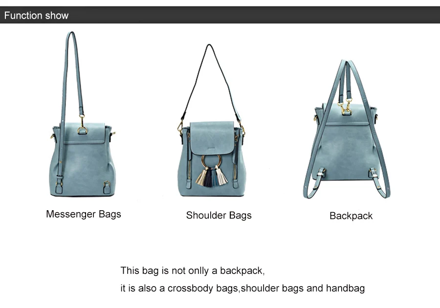 JKBW Women's Backpacks Korean Fashion Small Leather Bag Top-quality PU Tassel Zipper Bags Mini Backpack Round Ring School Bags (5)