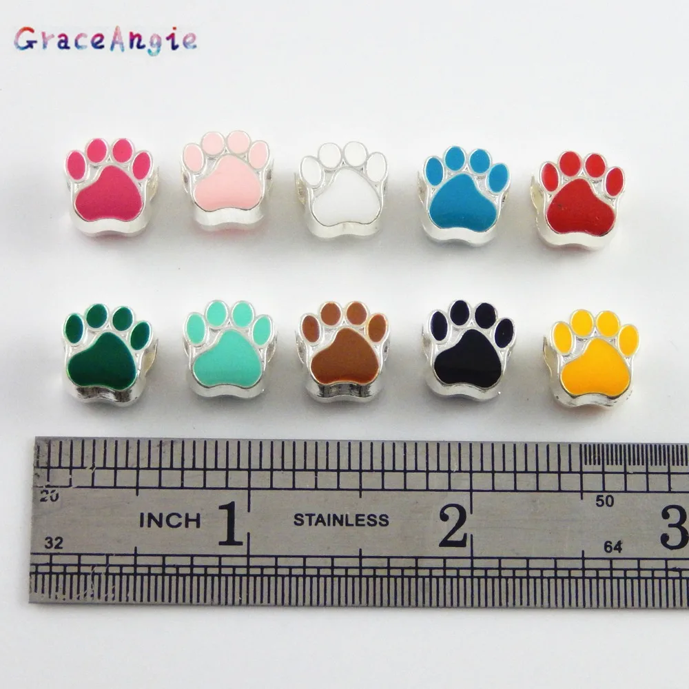 40PCS Paw Prints Beads For Bracelet women man DIY Jewelry making Beads Wholesale Earrings Necklace Accessories Crafts Colorful