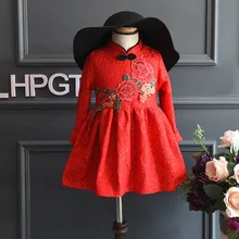 Принцессы Платья для женщин для девочек китайский Стиль платье Чонсам Кружево Вышивка бархат бальное платье для малышей платье Чонсам праздничная одежда