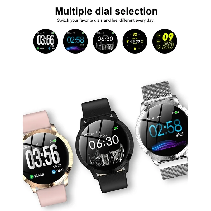 Smart Watch Waterproof IP67 1.22 Inch Blood Pressure Monitoring Metal Starp Multi Sport Modes for iOS Android Phone