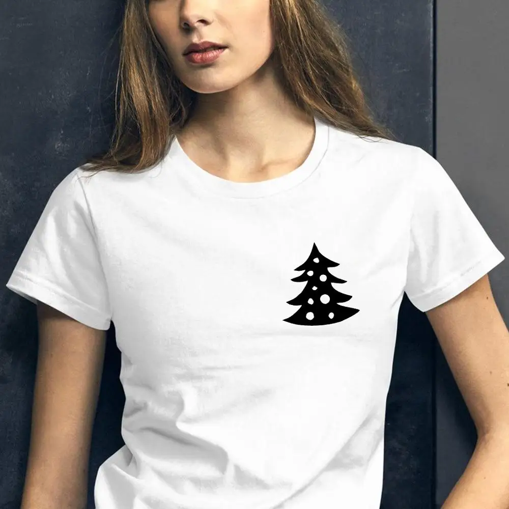 For Christmas tree snow Design cotton t shirt for woman Graphic tee Hipster  Tumblr Cozy tops drop shipping|T-Shirts| - AliExpress
