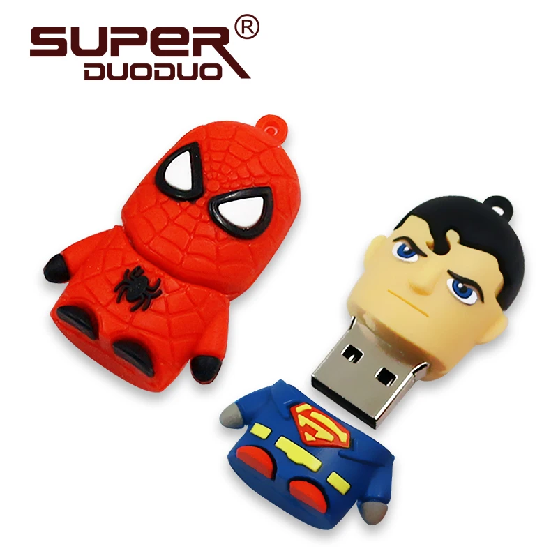 Мультяшный супергерой USB флэш-накопитель 8 ГБ 16 ГБ 32 ГБ 64 Гб Железный человек флэш-память Бэтмен Флешка Капитан Америка 128 ГБ