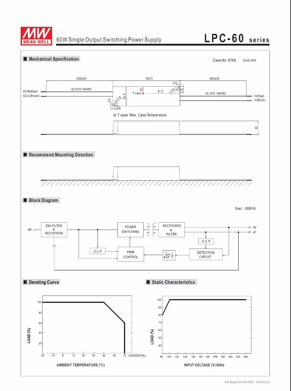 Meanwell LPC-60-1400 импульсный источник питания светодиодный драйвер постоянного тока один выход 60 Вт 1400mA для 1 шт. Cob Cree CXB3590 светодиодный