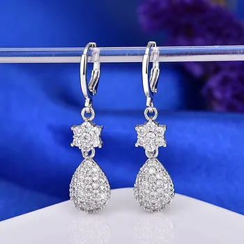 

Pure Silver 925 Earrings for Women AAA Zirconia Waterdrop Korean Earing Set Brincos Femme New Fashion Jewelry Accessories Gifts