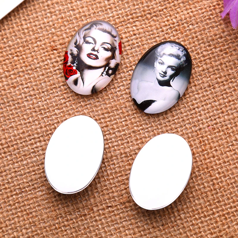 20 шт./лот) 18*25 мм diy ручной работы микс овальные marylin monroe Одри Хепберн ФОТО стеклянные кабошоны