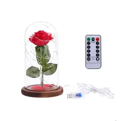 Светодиодный индикатор Романтический настольная жизни фонарь-ночник Медный провод искусственные розы USB Powered дома подарок ко Дню Святого